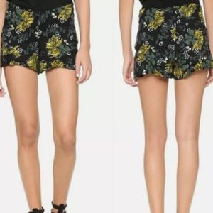 Free People Fiona Tropical Nights Black and yellow High Waist Shorts Siz…